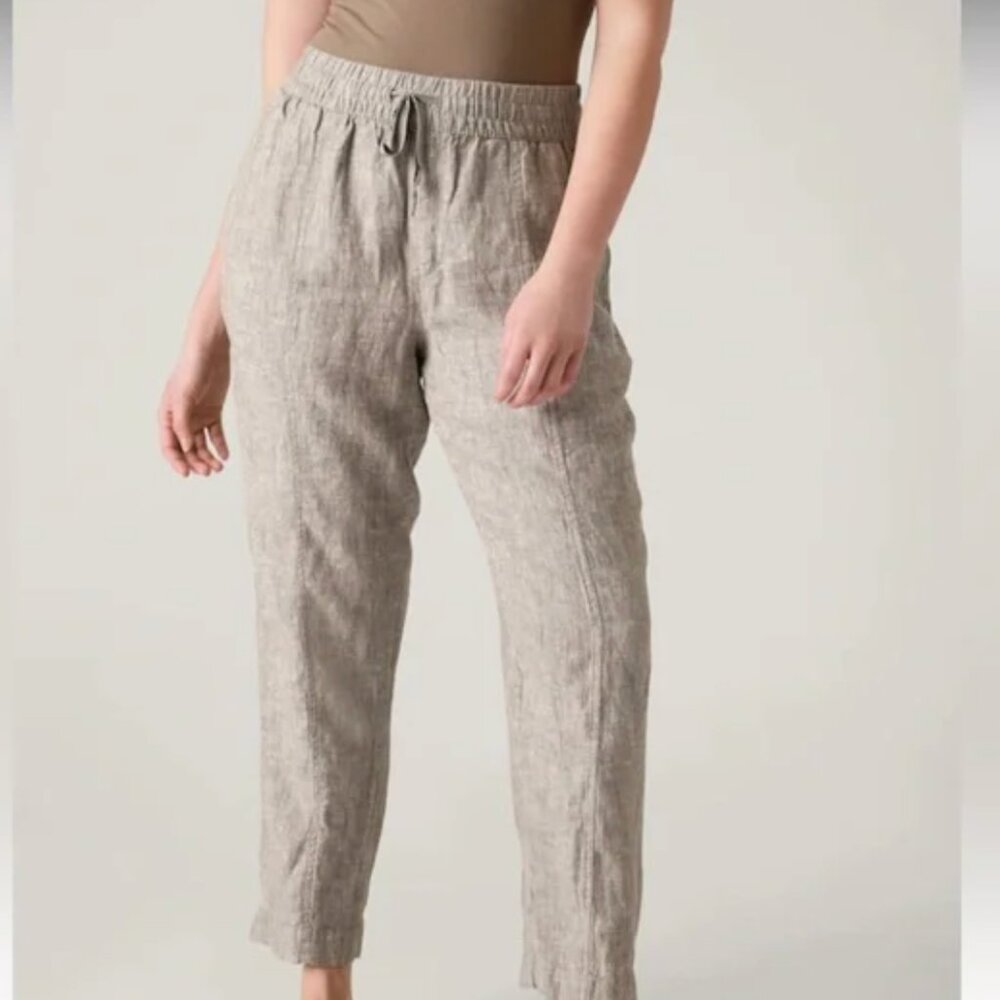 ATHLETA "Retreat" linen ankle pant in new excellent condition, Side/back pockets